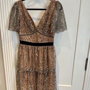 SELF-PORTRAIT Tiered sequinned tulle midi dress (1361974)